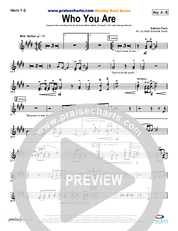 Who You Are French Horn 1/2 (Gateway Worship)