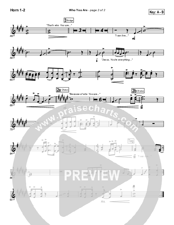 Who You Are French Horn 1/2 (Gateway Worship)