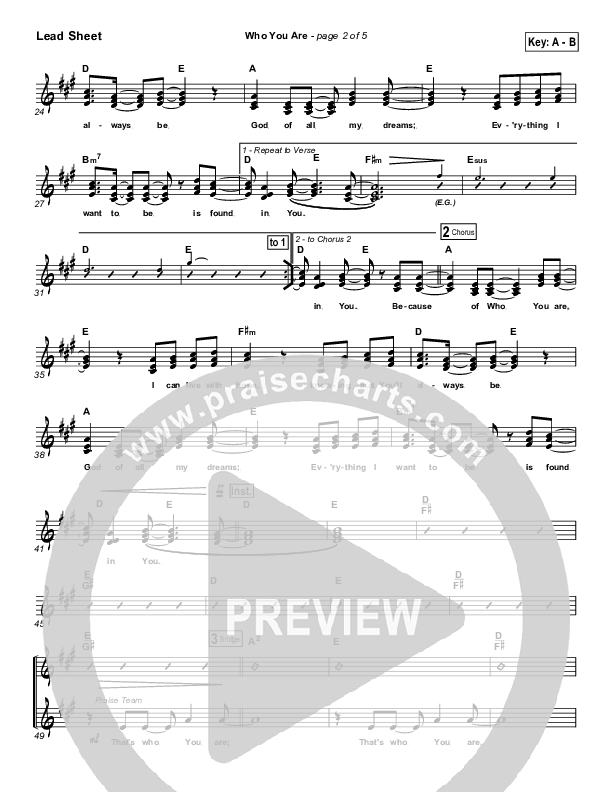 Who You Are Lead Sheet (SAT) (Gateway Worship)