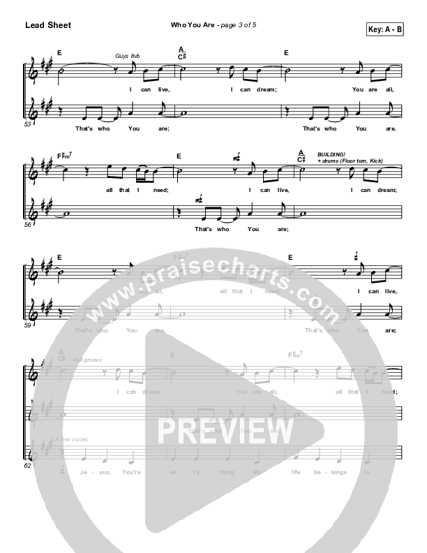 Who You Are Lead Sheet (SAT) (Gateway Worship)
