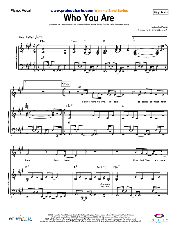 Who You Are Piano/Vocal (Gateway Worship)