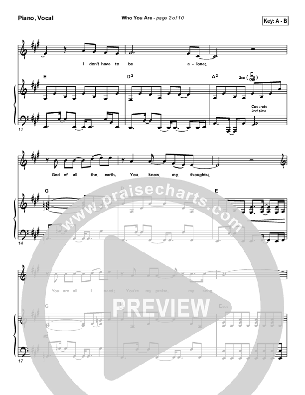 Who You Are Piano/Vocal (Gateway Worship)