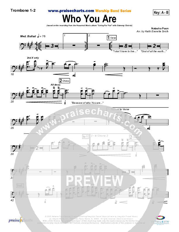 Who You Are Trombone 1/2 (Gateway Worship)