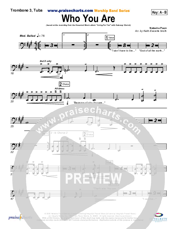 Who You Are Trombone 3/Tuba (Gateway Worship)