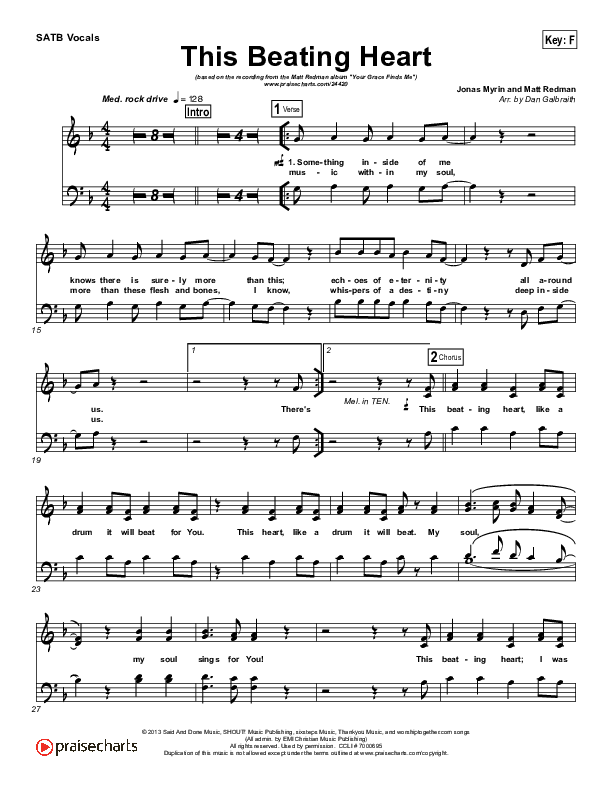 This Beating Heart Choir Sheet (SATB) (Matt Redman)
