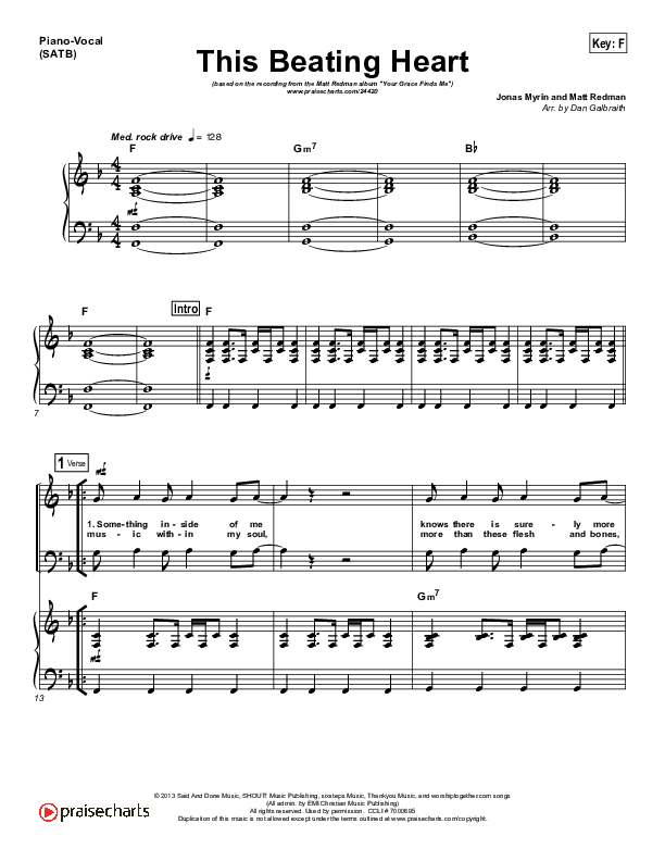 This Beating Heart Piano/Vocal (SATB) (Matt Redman)