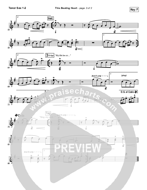 This Beating Heart Tenor Sax 1/2 (Matt Redman)