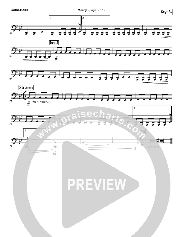 Mercy Cello/Bass (Matt Redman)