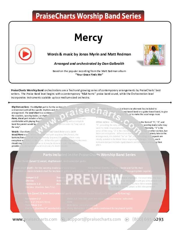 Mercy Cover Sheet (Matt Redman)