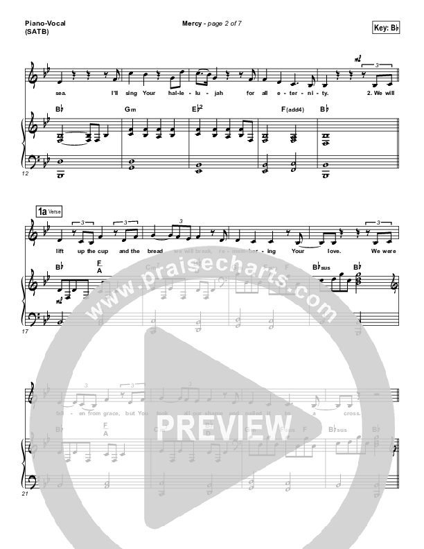 Mercy Piano/Vocal (SATB) (Matt Redman)