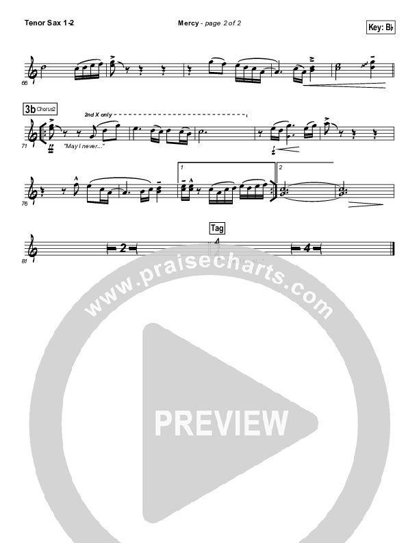 Mercy Tenor Sax 1/2 (Matt Redman)