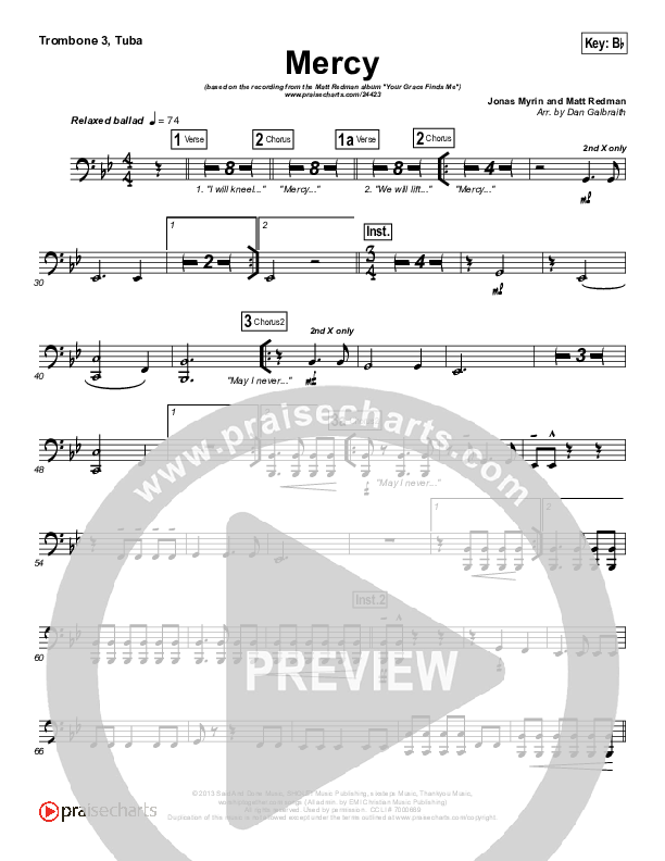 Mercy Trombone 3/Tuba (Matt Redman)