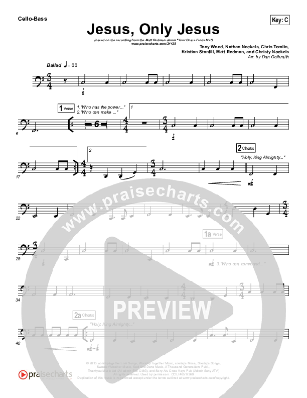 Jesus Only Jesus Cello/Bass (Matt Redman)
