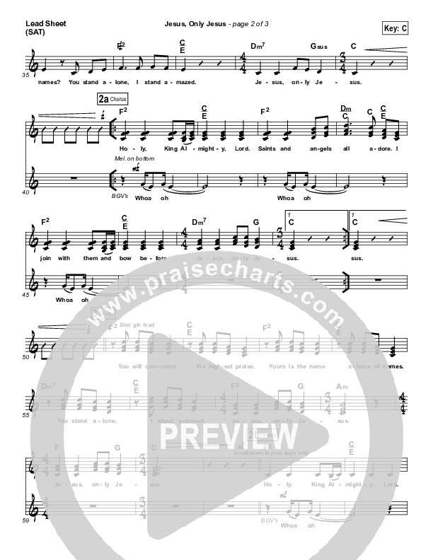 Jesus Only Jesus Lead Sheet (SAT) (Matt Redman)