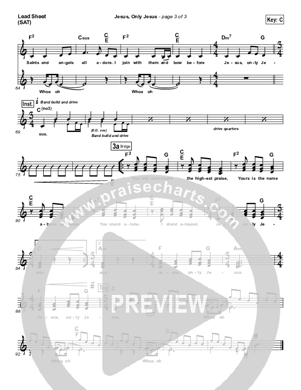 Jesus Only Jesus Lead Sheet (SAT) (Matt Redman)