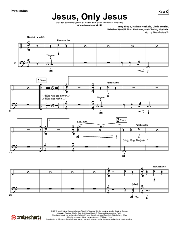 Jesus Only Jesus Percussion (Matt Redman)