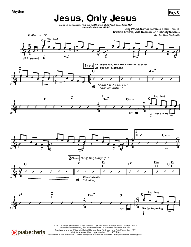 Jesus Only Jesus Rhythm Chart (Matt Redman)