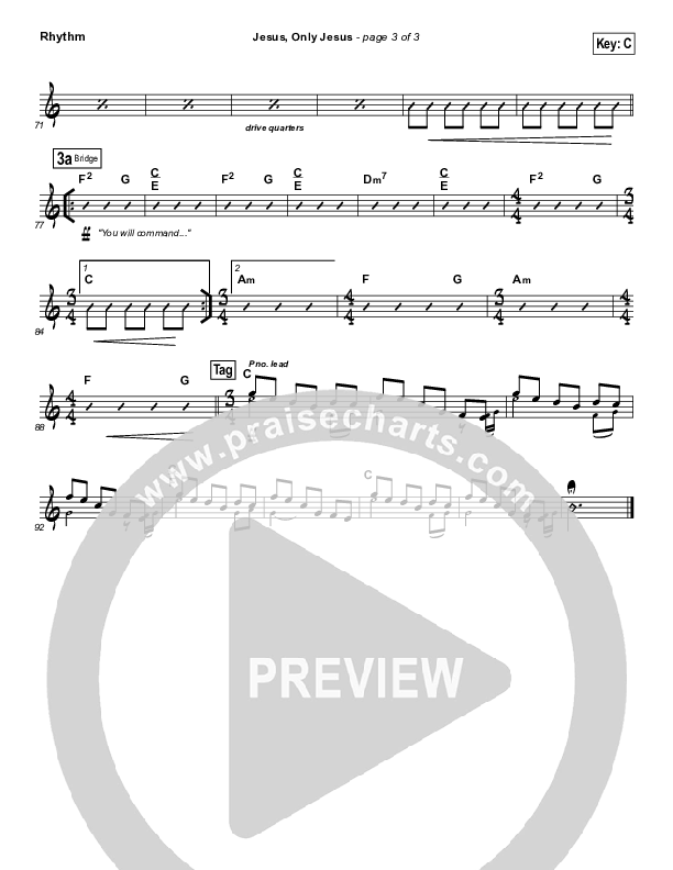 Jesus Only Jesus Rhythm Chart (Matt Redman)