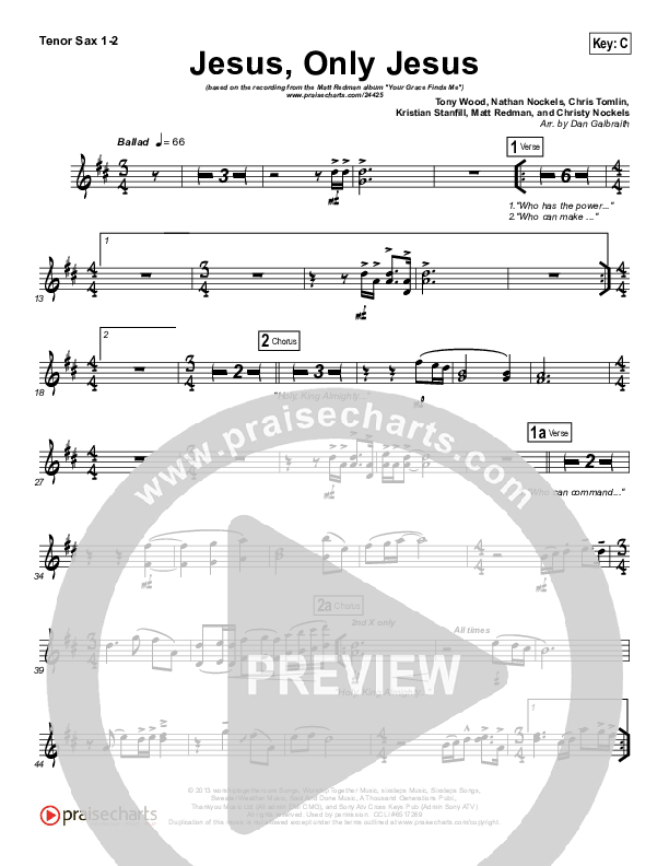 Jesus Only Jesus Tenor Sax 1/2 (Matt Redman)