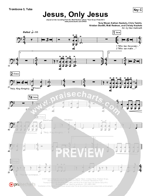 Jesus Only Jesus Trombone 3/Tuba (Matt Redman)