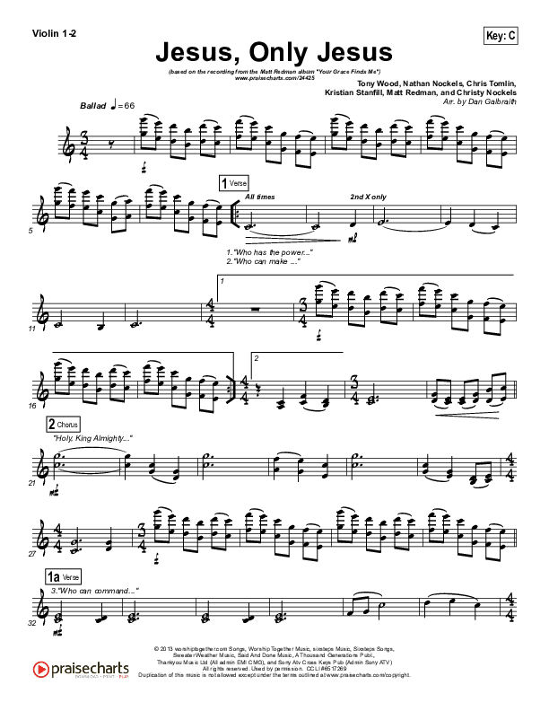 Jesus Only Jesus Violin 1/2 (Matt Redman)