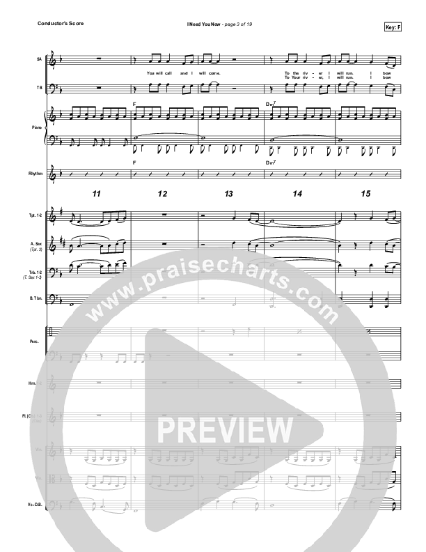 I Need You Now Conductor's Score (Matt Redman)