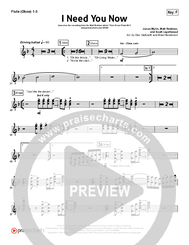 I Need You Now Wind Pack (Matt Redman)