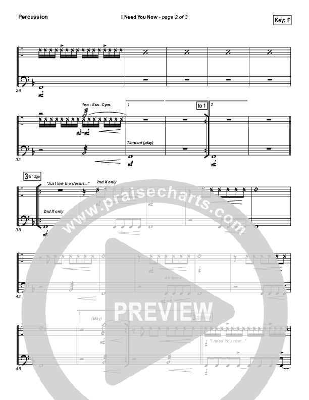 I Need You Now Percussion (Matt Redman)