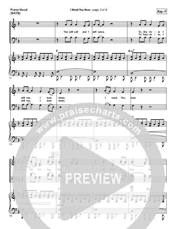 I Need You Now Piano/Vocal (SATB) (Matt Redman)