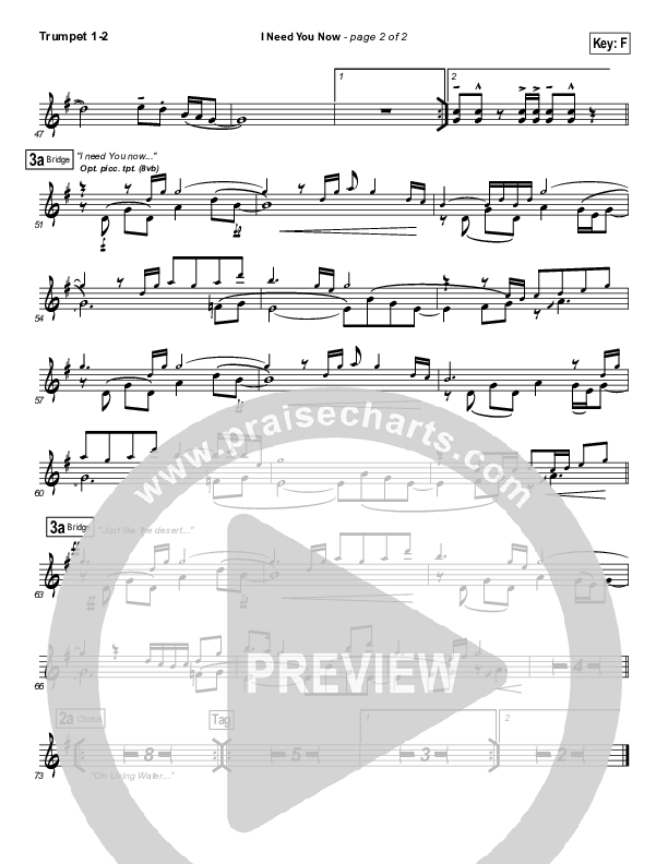 I Need You Now Trumpet 1,2 (Matt Redman)