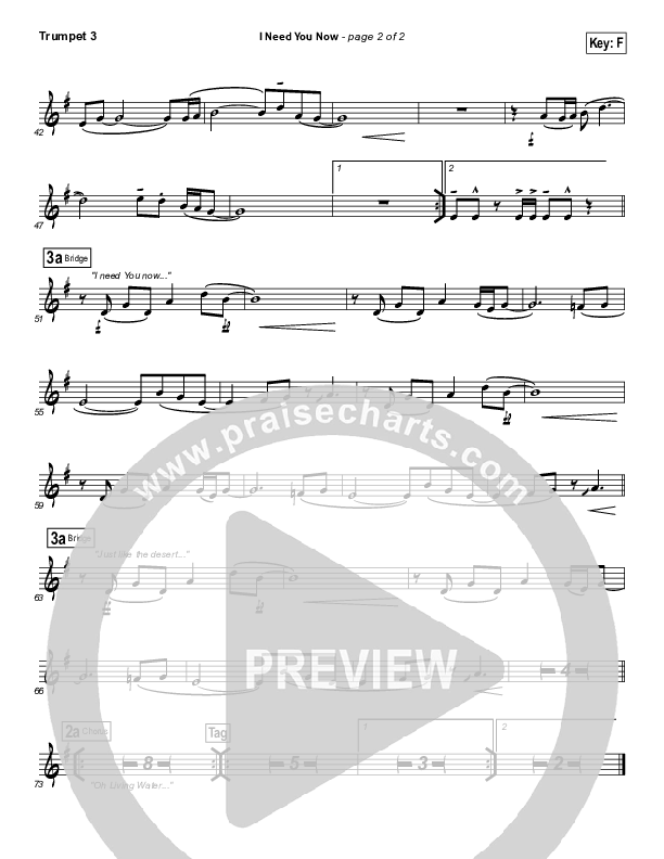 I Need You Now Trumpet 3 (Matt Redman)