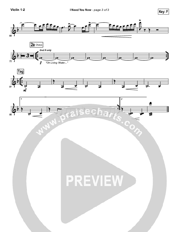 I Need You Now Violin 1/2 (Matt Redman)