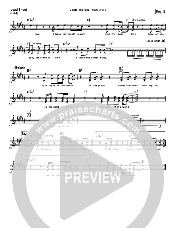 Come And See Lead Sheet (SAT) (Matt Redman)