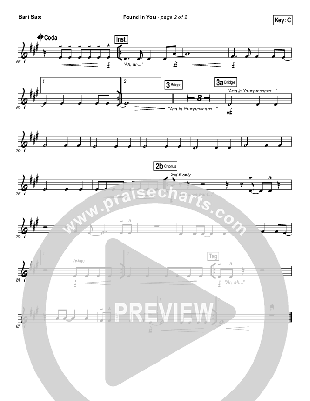 Found In You Bari Sax (Vertical Worship)