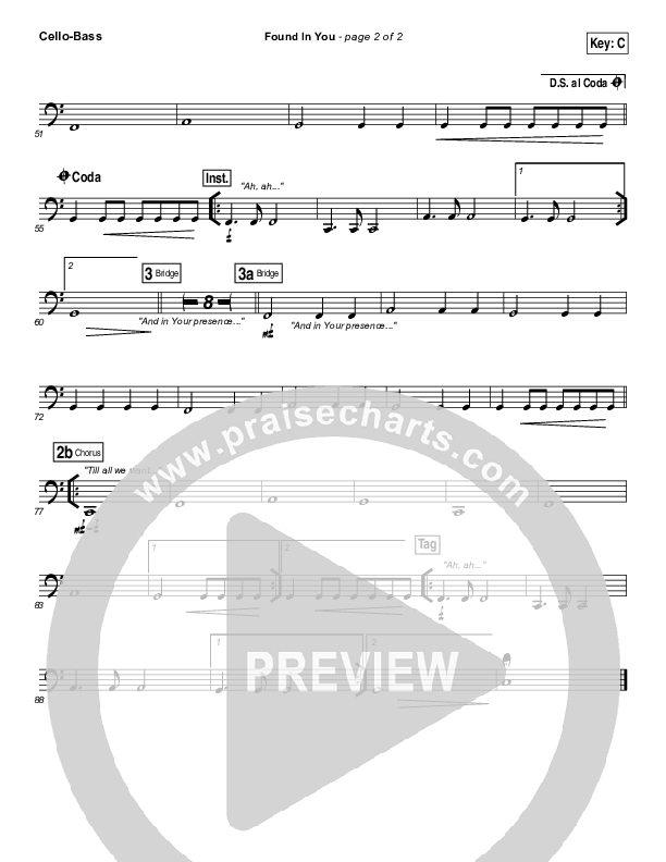 Found In You Cello/Bass (Vertical Worship)