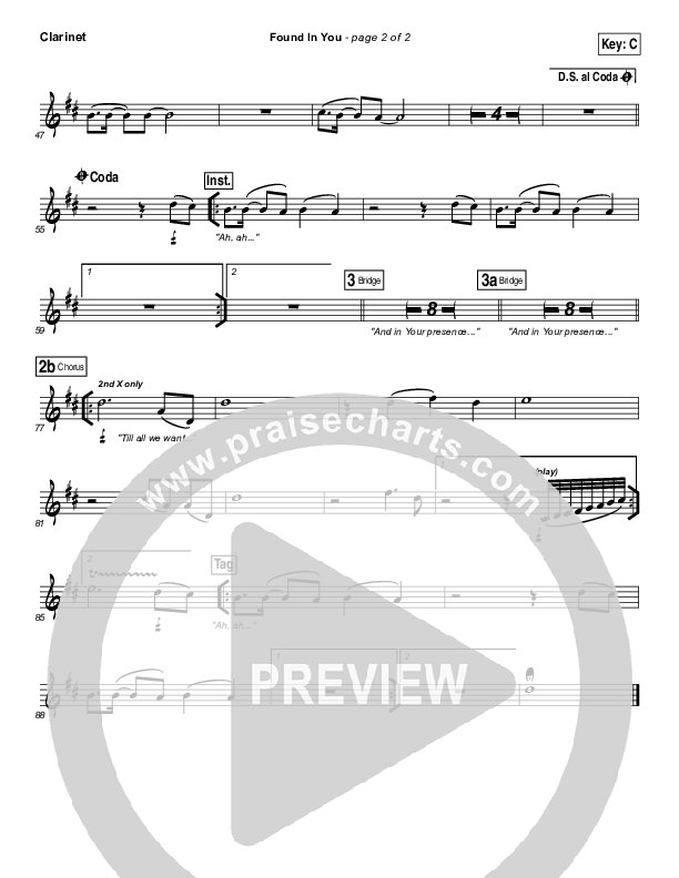 Found In You Clarinet (Vertical Worship)