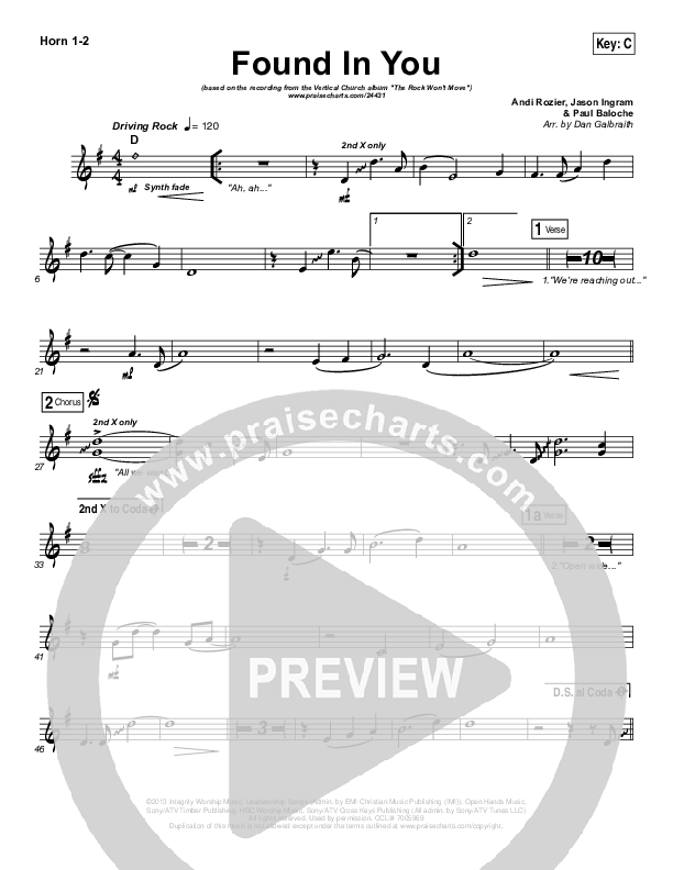 Found In You French Horn 1/2 (Vertical Worship)