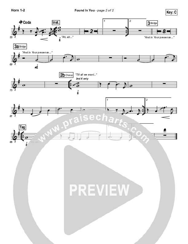 Found In You French Horn 1/2 (Vertical Worship)