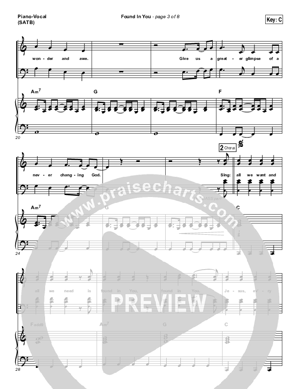 Found In You Piano/Vocal (SATB) (Vertical Worship)