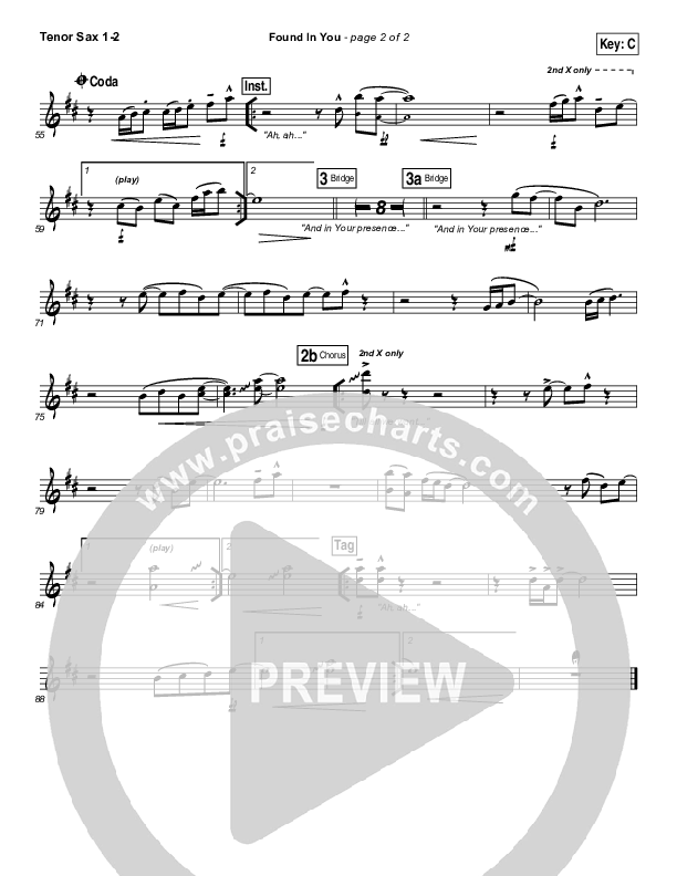 Found In You Tenor Sax 1/2 (Vertical Worship)