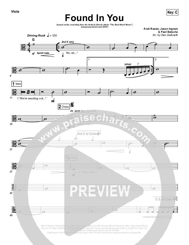 Found In You Viola (Vertical Worship)