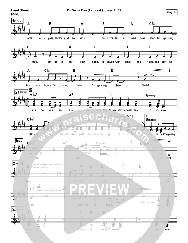 I'm Going Free (Jailbreak) Lead Sheet (SAT) (Vertical Worship)