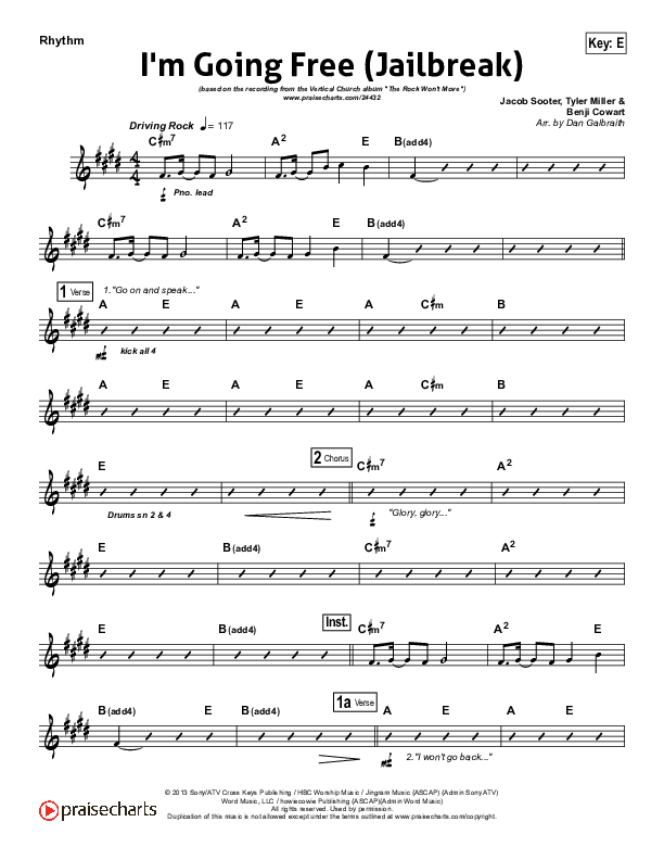 I'm Going Free (Jailbreak) Rhythm Chart (Vertical Worship)