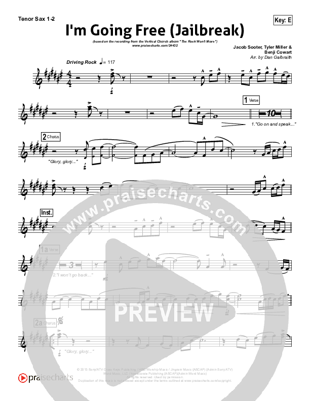 I'm Going Free (Jailbreak) Tenor Sax 1/2 (Vertical Worship)