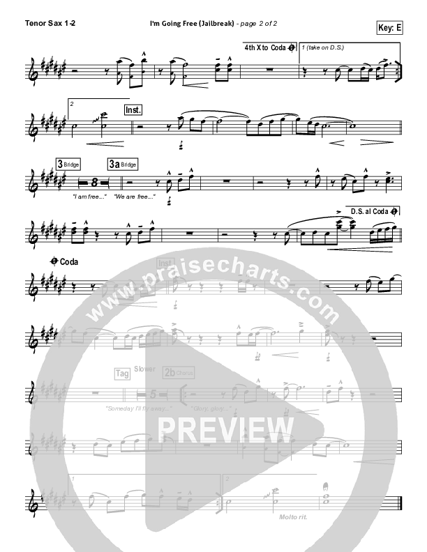 I'm Going Free (Jailbreak) Tenor Sax 1/2 (Vertical Worship)