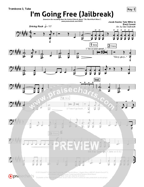 I'm Going Free (Jailbreak) Trombone 3/Tuba (Vertical Worship)