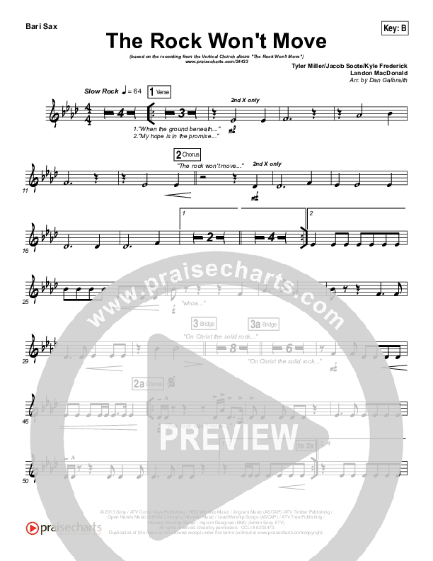 The Rock Won't Move Bari Sax (Vertical Worship)