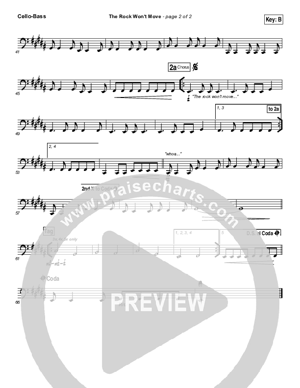 The Rock Won't Move Cello/Bass (Vertical Worship)