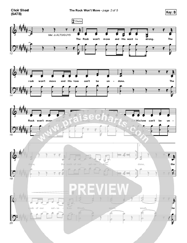 The Rock Won't Move Choir Sheet (SATB) (Vertical Worship)