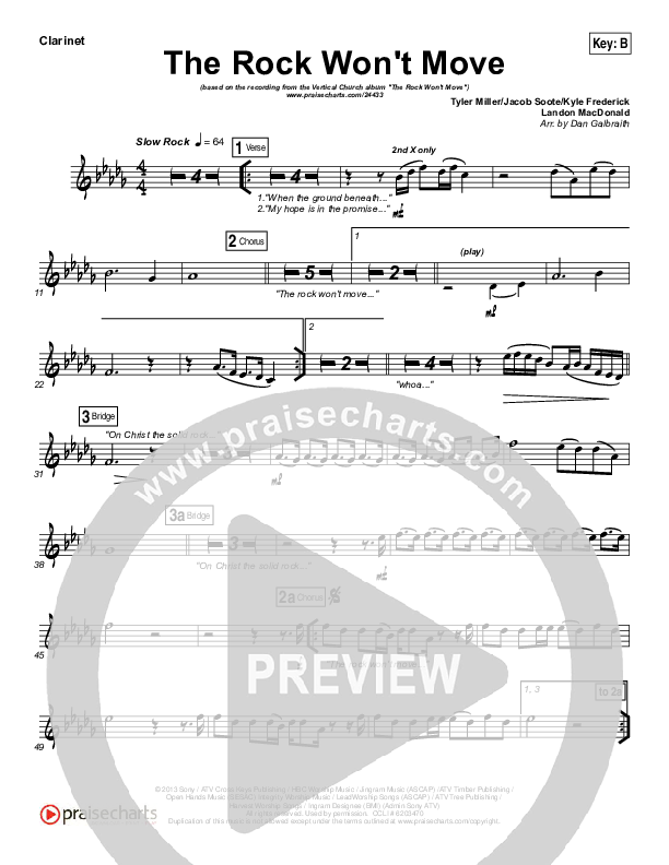 The Rock Won't Move Clarinet (Vertical Worship)